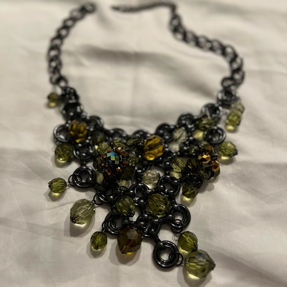 Elegant Black and Green Statement Necklace